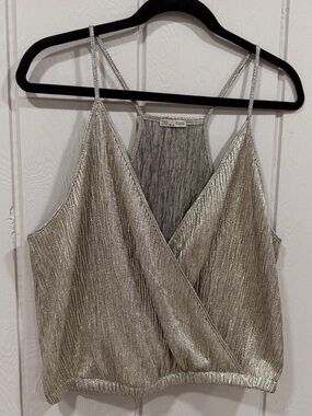 ZARA Shimmery Gold Draped Cami Top